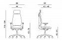 Motion – schéma s jednotlivými rozměry židle s podhlavníkem.
